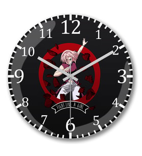 Sakura Naruto Duvar Saati Bombeli Gercek Cam