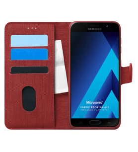 Microsonic Samsung Galaxy A5 2017 Kılıf Fabric Book Wallet Kırmızı