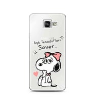 Snoopy Tasarımlı Süper Şeffaf Silikon Telefon Kılıfı Samsung A3 (2016)