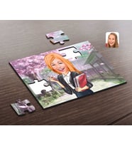 BK Gift Kişiye Özel Kadın Yönetici Karikatürlü Ahşap Puzzle-1