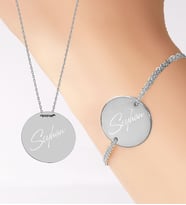 BK Gift Kişiye Özel İsimli Yuvarlak Silver Kolye ve Bileklik Set