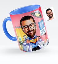 BK Gift Kişiye Özel Bay Doktor Karikatürlü Mavi Kupa Bardak  2