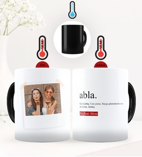 BK Gift Kişiye Özel Fotoğraflı Abla Anlamı Sihirli Kupa Bardak - 2 (Siyah)