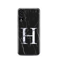 Samsung A30s Siyah Mermer Harf Tasarımlı Telefon Kılıfı H-Harfi 
