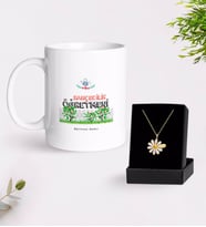 BK Gift Kişiye Özel Bahçecilik Öğretmeni Beyaz Kupa ve Papatya Kolye Hediye Seti-2 (Model 1)