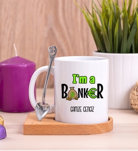 Bankacı Ahşap Altlıklı Beyaz Kupa Bardak