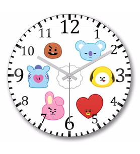 Bts  BT21 Karakterleri    Duvar Saati   Bombeli Gercek Cam