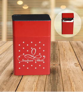 BK Gift Kişiye Özel İsimli Kırmızı Metal Sigara Tabakası - 4