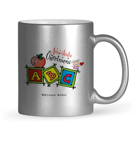 BK Gift Kişiye Özel Anaokulu Öğretmeni Gümüş Yaldızlı Kupa Bardak  1
