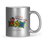 BK Gift Kişiye Özel Anaokulu Öğretmeni Gümüş Yaldızlı Kupa Bardak  1