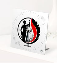 BK Gift Kişiye Özel Avukat Temalı Masaüstü Kare Cam Saat - 14 (Beyaz)