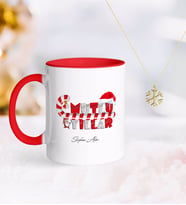 BK Gift Kişiye Özel Yılbaşı Mutlu Yıllar Kırmızı Kupa ve Kar Tanesi Kolye-2 (Model 1)