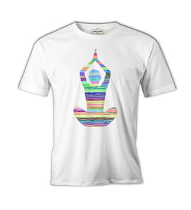 Yoga - Lines Beyaz Erkek Tshirt