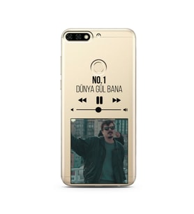 No.1 Mp3 Tasarımlı Süper Şeffaf Silikon Telefon Kılıfı Huawei Honor 7c-Y7 (2018)