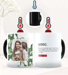 BK Gift Kişiye Özel Fotoğraflı Anne Anlamı Sihirli Kupa Bardak - 1 (Siyah)