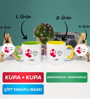 İkili Yeşil Sarı Sevgililer Günü Hediyesi Kupa Bardak Anahtarlık
