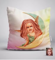 BK Gift Kişiye Özel Kız Çocuk Melek Karikatürlü Beyaz Yastık-1