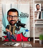 BK Gift Kişiye Özel Bay Fotoğraf Sanatçısı Karikatür Kanvas Tablo 70x100cm 1