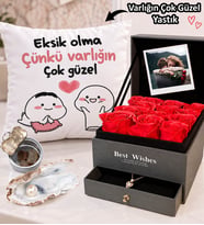 Kişiye Özel İstiridye İnci Kolyeli Kokulu Sabun Kutu & Varlığın Çok Güzel Yastık Hediye Seti