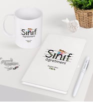 BK Gift Kişiye Özel Sınıf Öğretmeni Beyaz Defter Kalem Kupa Seti-17 (Model 1)