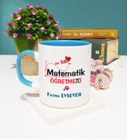 Mesajlı Matematik Öğretmeni Kupa Bardak Mavi