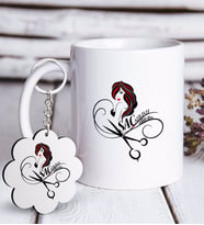BK Gift Kişiye Özel Mesleki Saç Stilisti Beyaz Kupa ve Anahtarlık Hediye Seti-4 (Model 1)