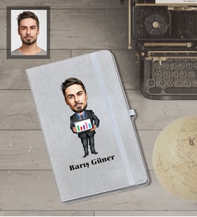 Kişiye Özel Öğretmen Karikatürlü Gri Defter Bay-9