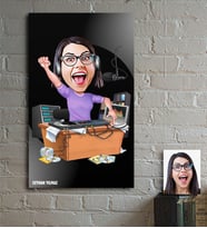 BK Gift Kişiye Özel Bayan Radyocu Karikatür Ahşap Tablo - 1