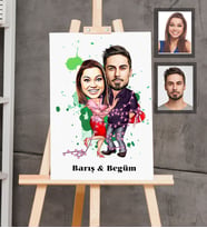 Kişiye Özel Sevgili Karikatürlü  Ahşap Tablo 30x47 Model 4
