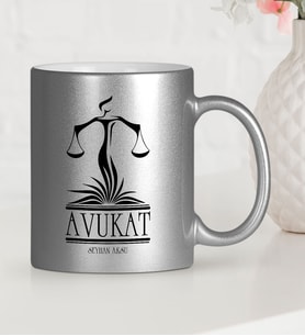 BK Gift Kişiye Özel Mesleki Avukat Gümüş Yaldızlı Kupa Bardak  9