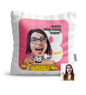 BK Gift Kişiye Özel Kadınlar Günü Temalı Karikatür  Yastık  3