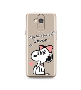 Snoopy Tasarımlı Süper Şeffaf Silikon Telefon Kılıfı General Mobile GM8