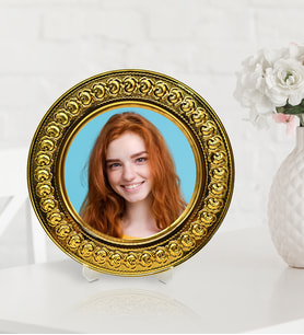 BK Gift Kişiye Özel Fotoğraflı Altın Yaldız Metal Tabak  25 Cm