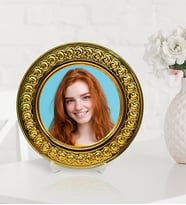 BK Gift Kişiye Özel Fotoğraflı Altın Yaldız Metal Tabak  25 Cm