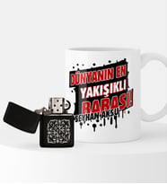BK Gift Kişiye Özel Dünyanın En Yakışıklı Babası Benzinli Çakmak ve Kupa Seti-1 (Model 1)