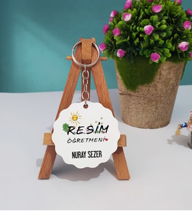 Resim Öğretmeni Ahşap Anahtarlık