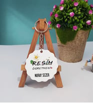 Resim Öğretmeni Ahşap Anahtarlık
