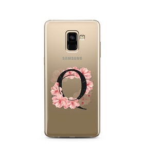 Pembe Çiçekli Harf Tasarım Süper Şeffaf Silikon Telefon Kılıfı Samsung A8 Plus Q