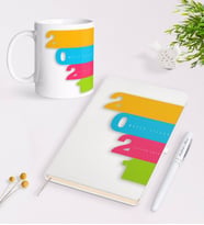 BK Gift Kişiye Özel 2024 Mutlu Yıllar Beyaz Defter Kalem ve Kupa Seti-12 (Model 1)