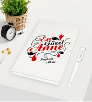BK Gift Kişiye Özel En Güzel Anne Beyaz Defter Kalem Seti