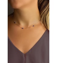 Zincirli Lacivert  Safir Kolye - Rose