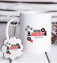 BK Gift Kişiye Özel Mesleki Kontrol Mühendisi Beyaz Kupa ve Anahtarlık Hediye Seti (Model 1)