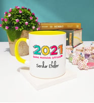 Sana Mutluluk Getirsin 2021 Yılbaşı Hediyesi Kupa Bardak Sarı