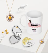 BK Gift Kişiye Özel En Güzel Anne Adayı Kupa Kalp Ayna Papatya Kolye Bileklik Seti - 2 (Model 1)