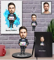 Kişiye Özel İş Adamı Karikatürlü 5 li Hediye Seti Bay-14