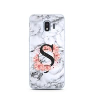 Mermer Çiçekli Harf Tasarım Süper Şeffaf Silikon Telefon Kılıfı Samsung J2 Pro (