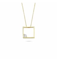 14 Ayar Altın Swarovski Taşlı Kare Kolye