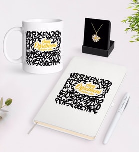 BK Gift Kişiye Özel Sınıf Öğretmeni Beyaz Kupa Defter Kalem ve İsimli Papatya Kolye Hediye Seti-14 (Model 1)