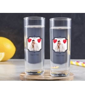 BK Gift Kişiye Özel Renkli Baskılı İsimli Fotoğraflı İkili Vodka Bardağı-31 (Beyaz)