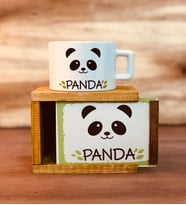 Sevimli Panda Doğal Ahşap Kutulu Kupa
